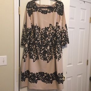 Adrianna Papell Cream & Black Formal Dress
